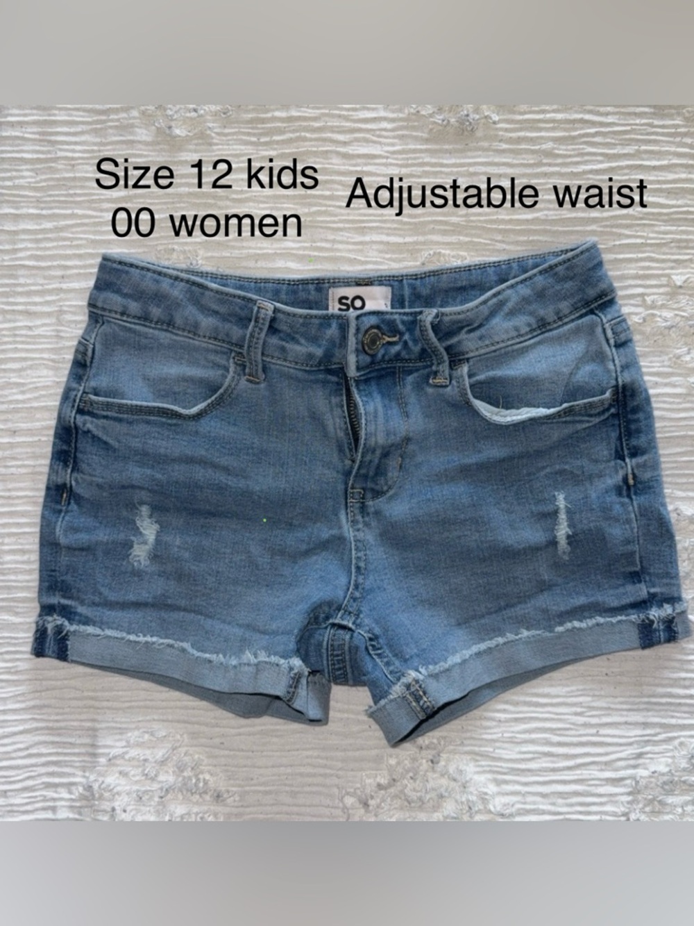 SO Light Blue Distressed Denim Shorts